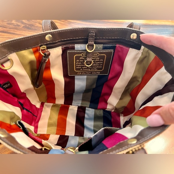 Coach Women's Tan and Brown Signature Tote Bag Purse With Hangtag Stunning - Picture 7 of 15